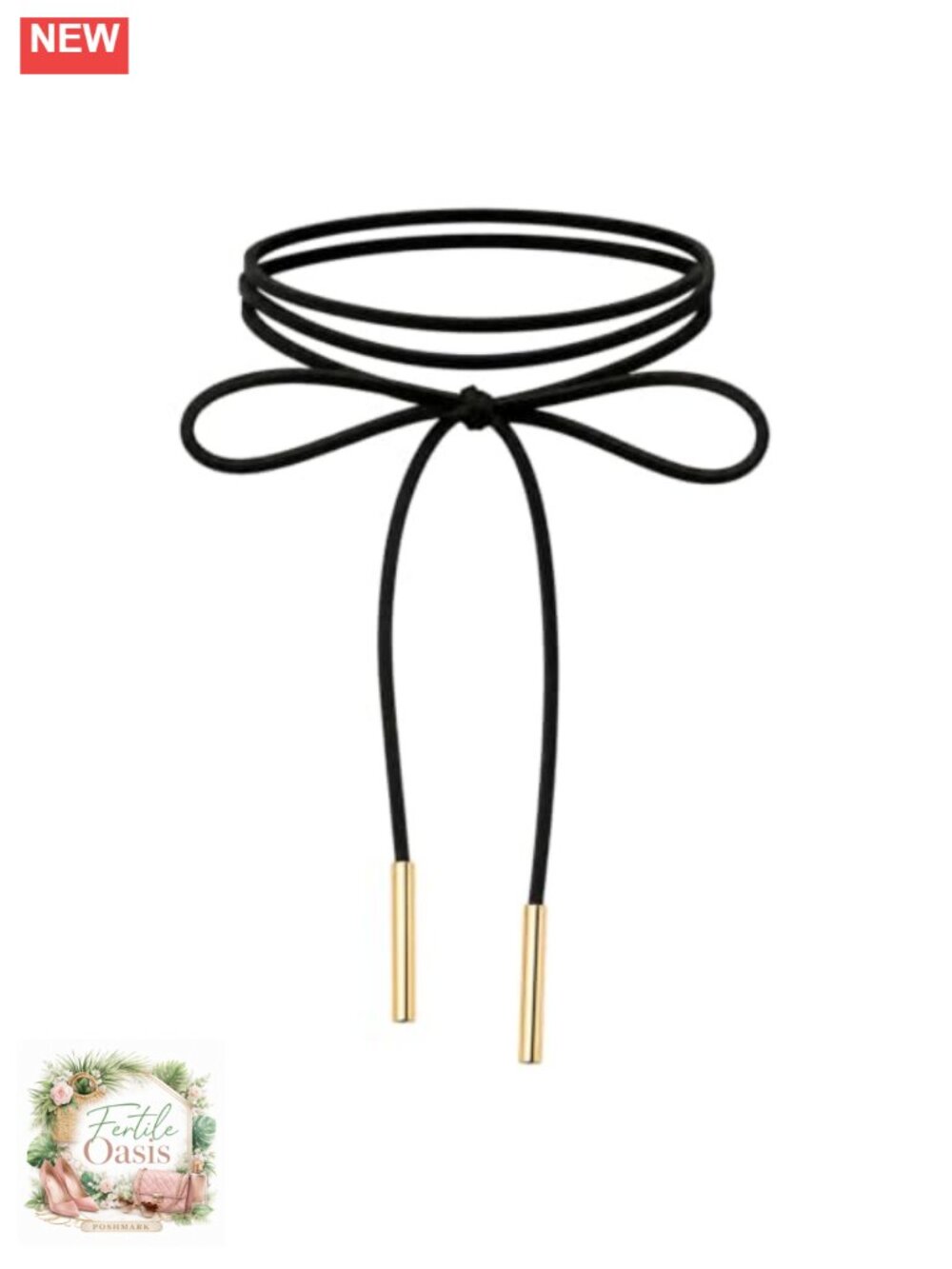 Black Suede Tie Choker Necklace Adjustable Wrap